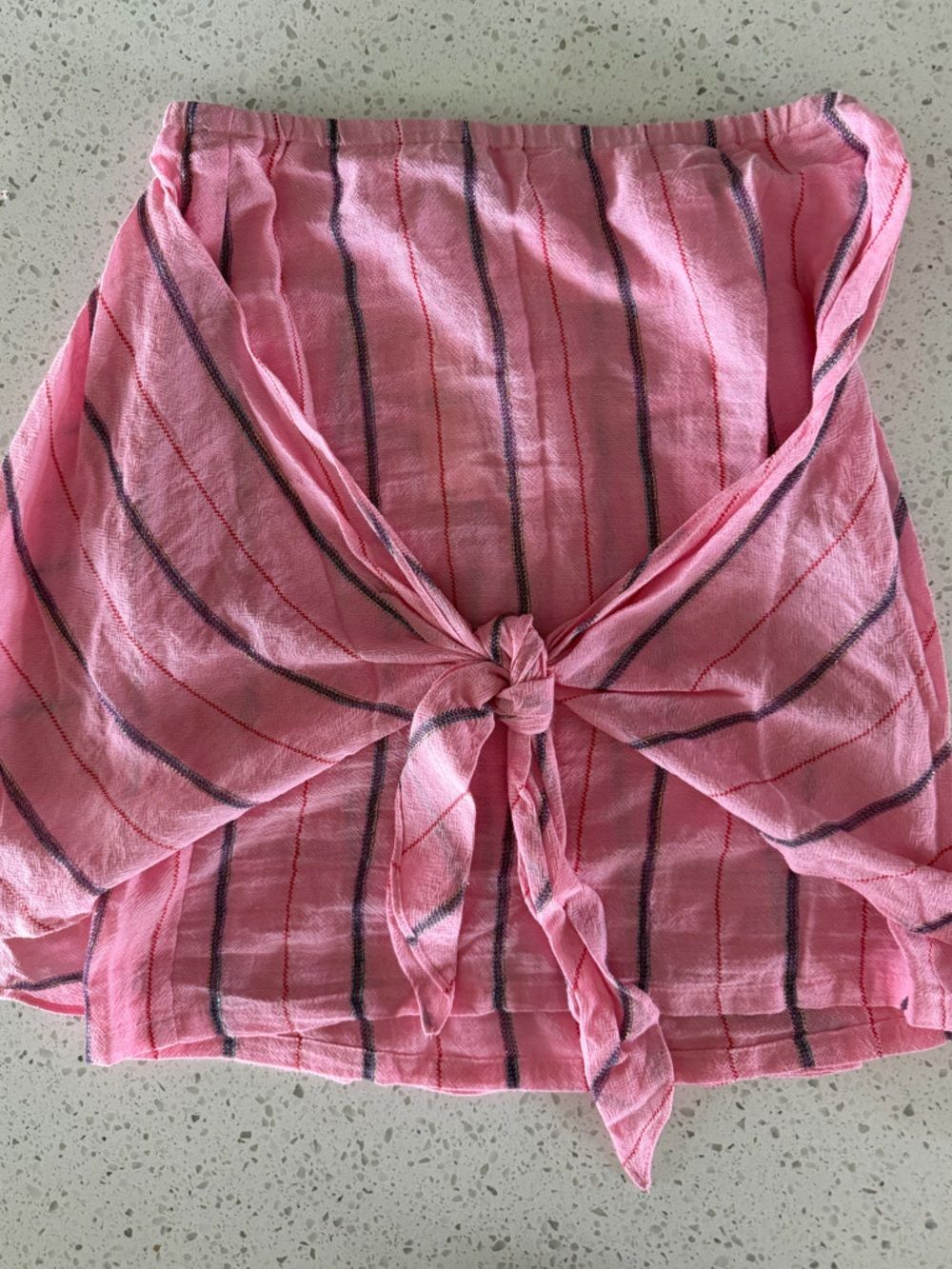 Anthropologie HOLDING HORSES Pink Knit Top with Multicolor Stitching XS